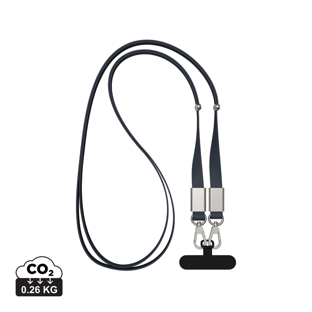 Lanyard réglable promotionnel pour téléphone Nivo Bleu marine